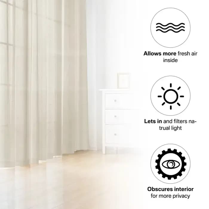 Rideaux en lin de 160 cm/240 cm de longueur pour salon et chambre, avec passe-tringle, semi-transparents, style campagnard
