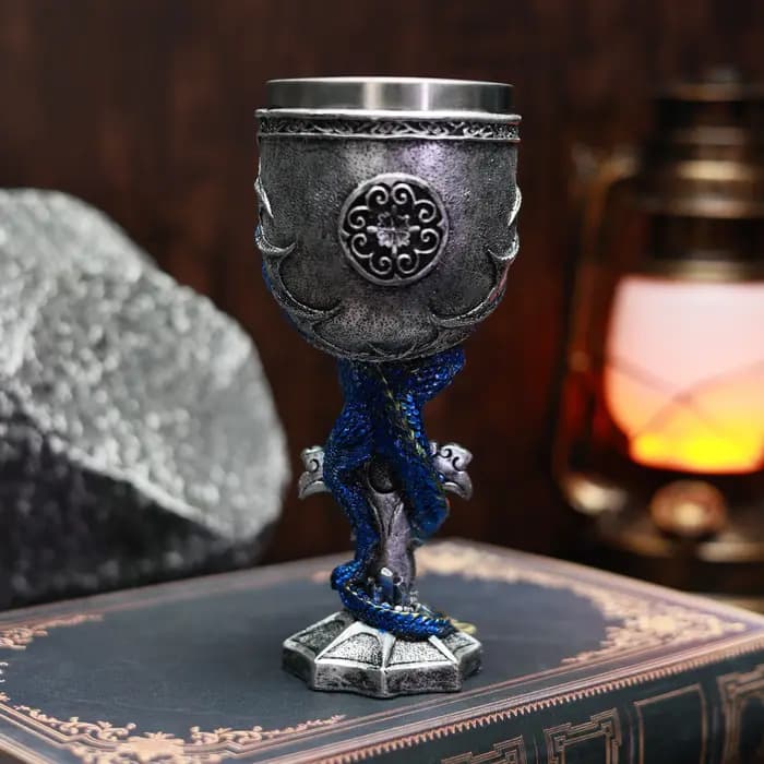 Gobelet médiéval en acier inoxydable, série Dragon Cross Sword, résine incrustée, peint à la main, créatif, fête, verre à vin comme cadeau pour frites