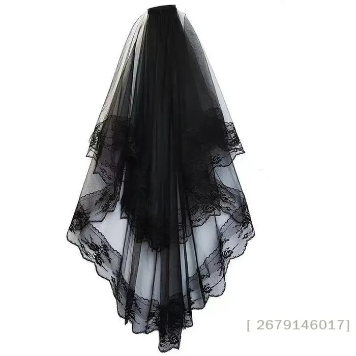 【YY26】Voile de mariée en dentelle à deux couches, voiles de mariage noirs avec peigne, voiles de mariée courts, accessoires de coiffure pour costume de cosplay