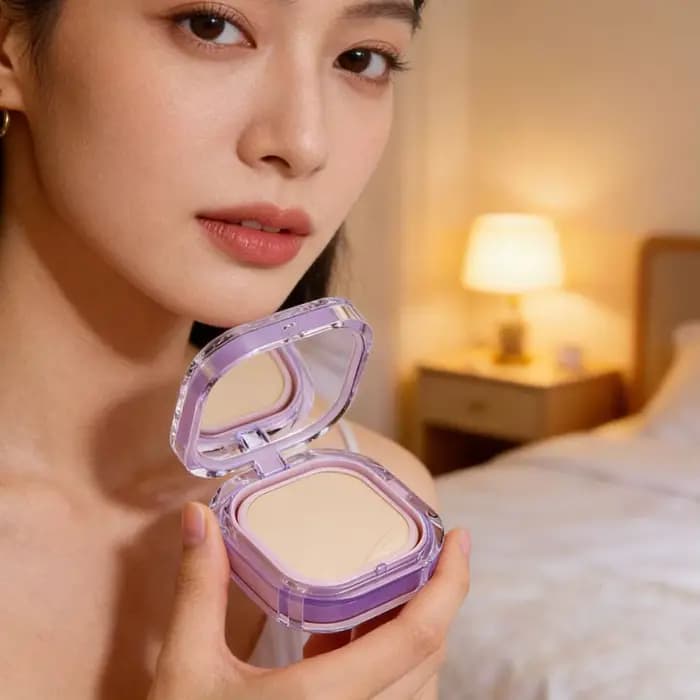 Fond de Teint Liquide Éclaircissant Violet pour Femme avec Coussin d'Air