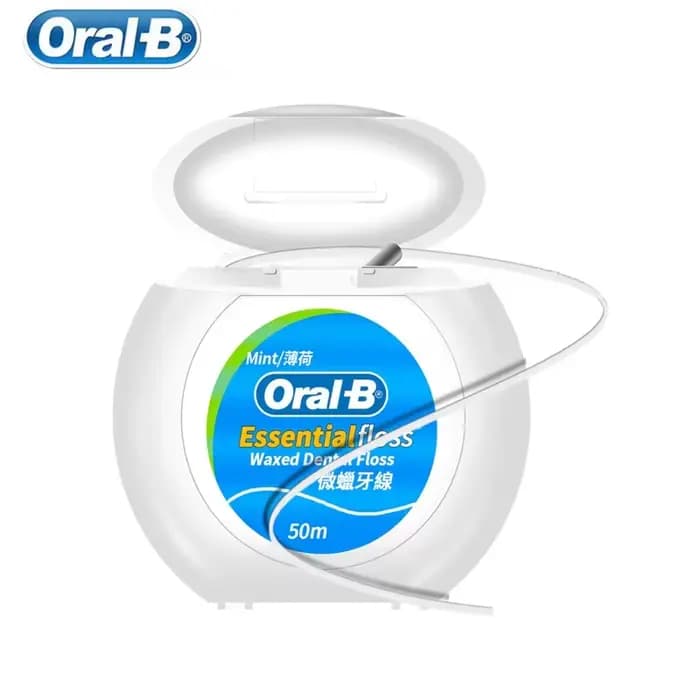 Fil dentaire non ciré Oral B Essential, 2 boîtes de 50 m chacune, nettoyage interdentaire, soin des gencives, fil dentaire pour le nettoyage buccal