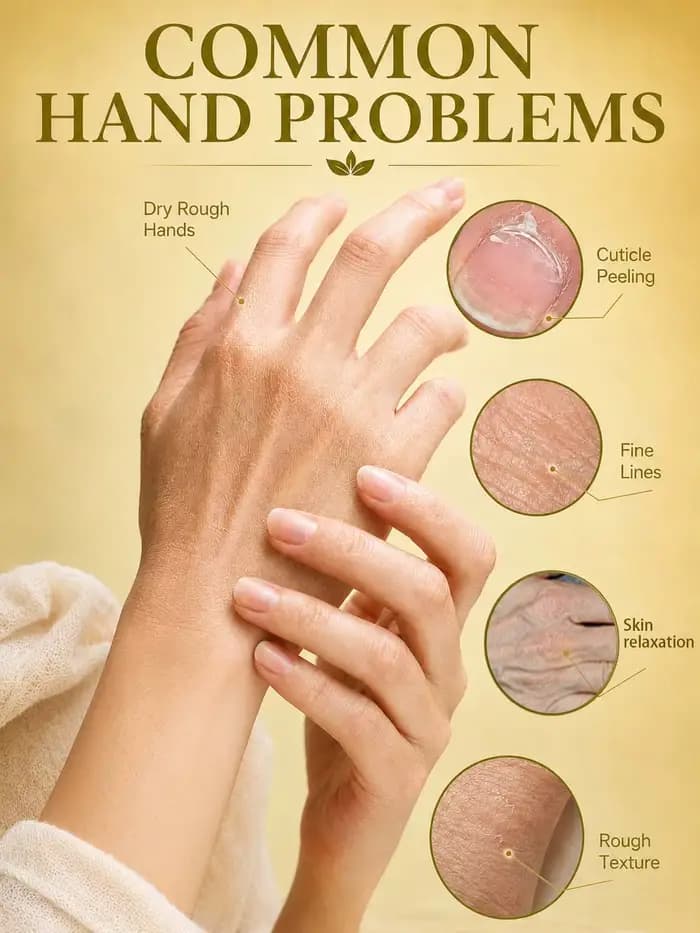 Huile essentielle pour les soins des mains, hydrate en douceur la peau, réduit les ridules et retient profondément l'humidité