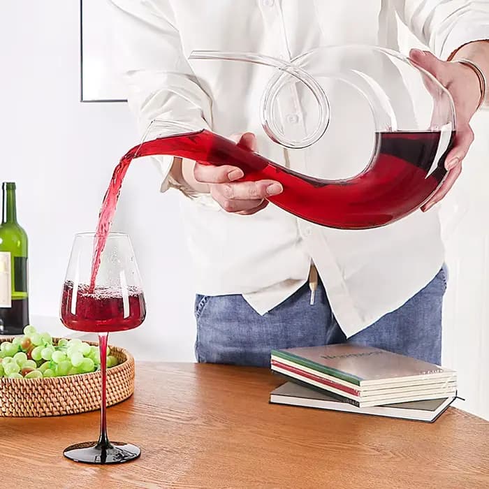 FZRed-Carafe à Vin Soufflée à la Main Sans Plomb, Ensemble d'Aérateur de Champagne en Clip à la Mode pour Bar et ix