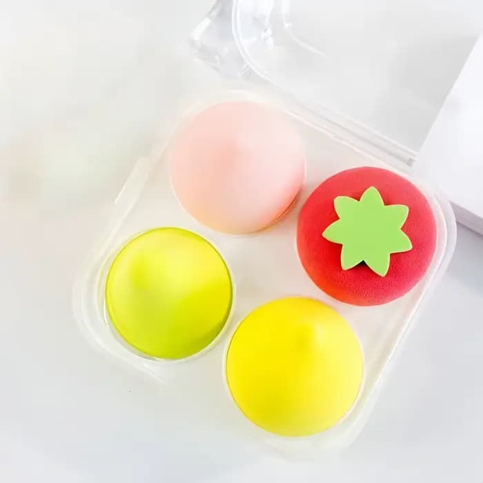 4 pièces en forme de fruit doux maquillage poudre bouffée