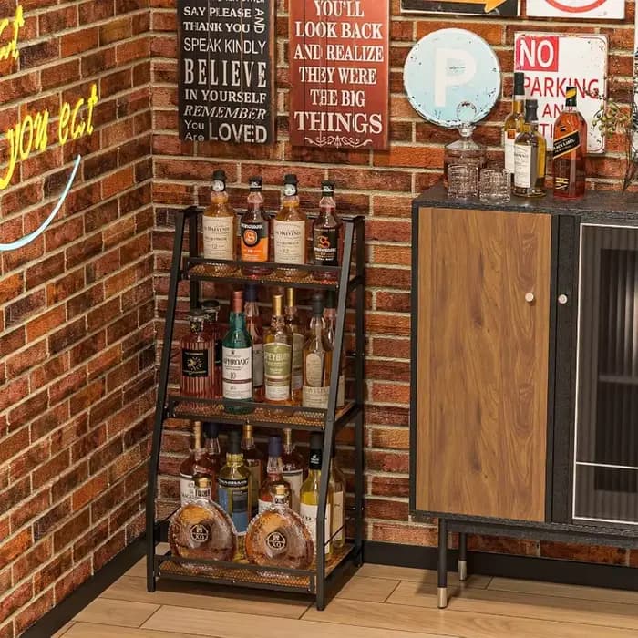 Casier à vin en bois, étagère de rangement multicouche sur pied, organisateur de condiments de cuisine trapèze simple face