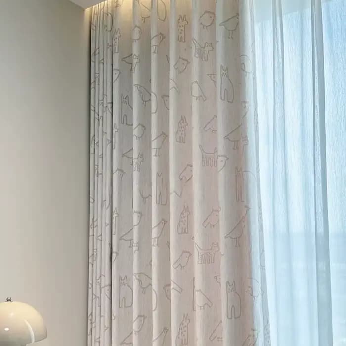 Rideaux pour enfants en coton et lin, motif animaux du monde, super doux, en chenille, mignons et enfantins, pour salle à manger et chambre à coucher