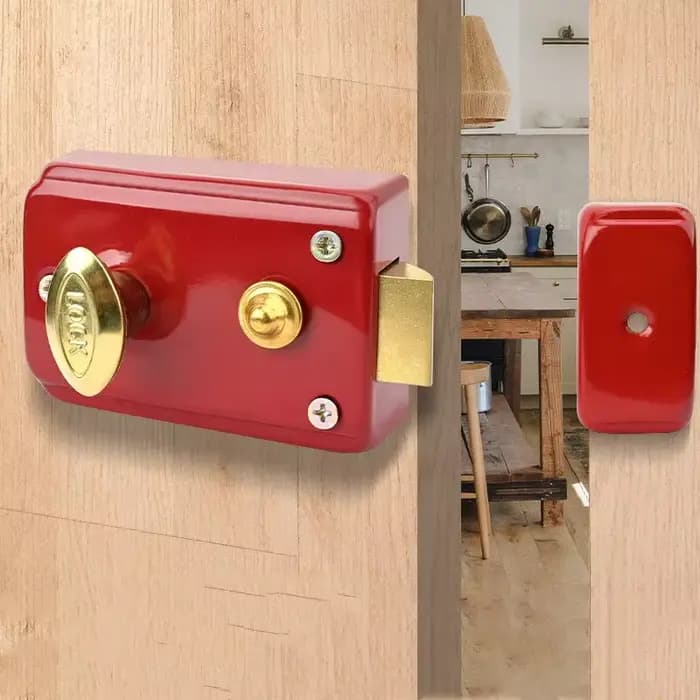 Serrures rouges rétro pour porte extérieure, sécurité antivol, serrure d'assurance multiple, serrure de porte en bois pour quincaillerie de meubles
