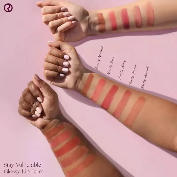 Rare Beauty Glossy Lip Blam Apricot Neutral Mauve Rose Berry Nourishing Lip Gloss Happy Hope Wonder Moisturizing Lipstick Makeup