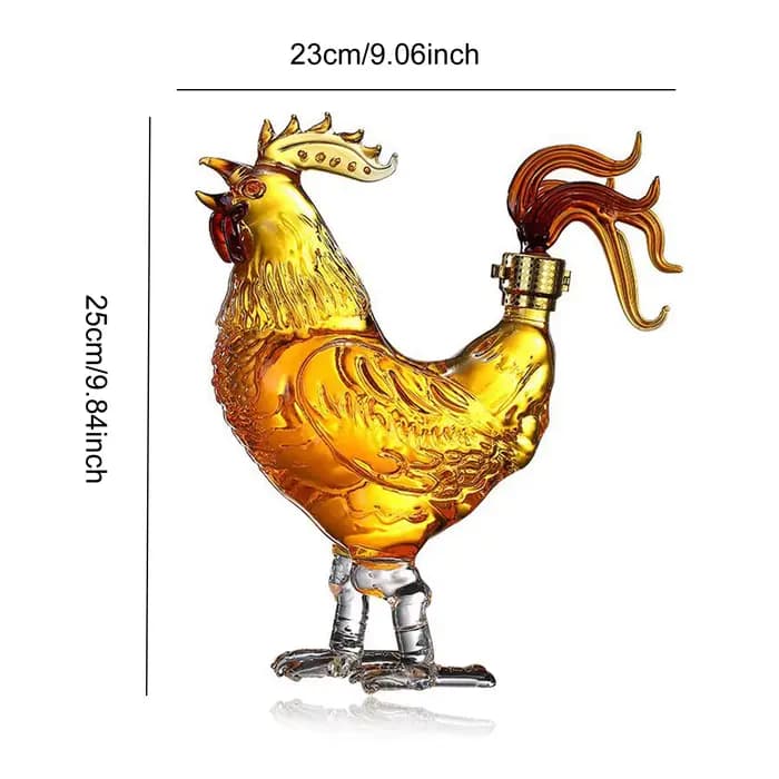Carafe à whisky en verre de 750 ml en forme de coq avec bouchon, bouteille à vin fantaisie pour l'accueil, articles de bar pour la maison et les hommes