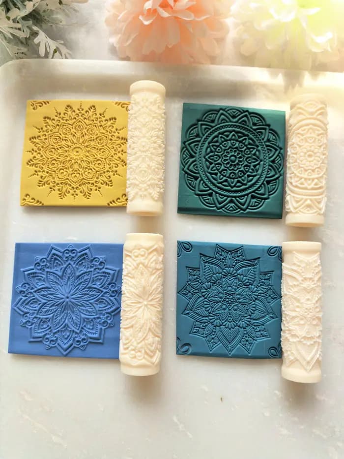 Rouleau de texture d'argile polymère, style mandala, motif de dentelle délicate, texture de vigne florale, texture de thème floral Texure d'argile polymère