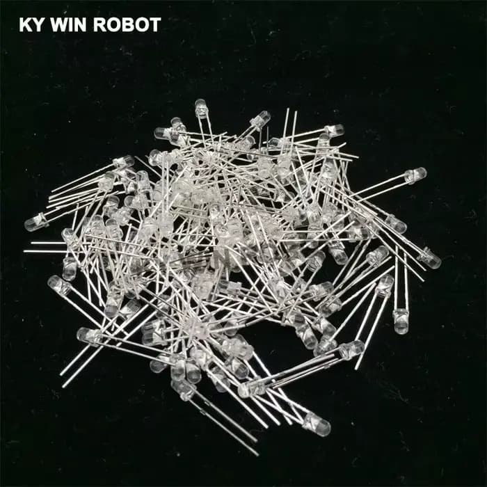 100 pièces 3mm Diode LED 3 mm Kit assorti blanc vert rouge bleu jaune Orange rose violet blanc chaud bricolage Diodes électroluminescentes