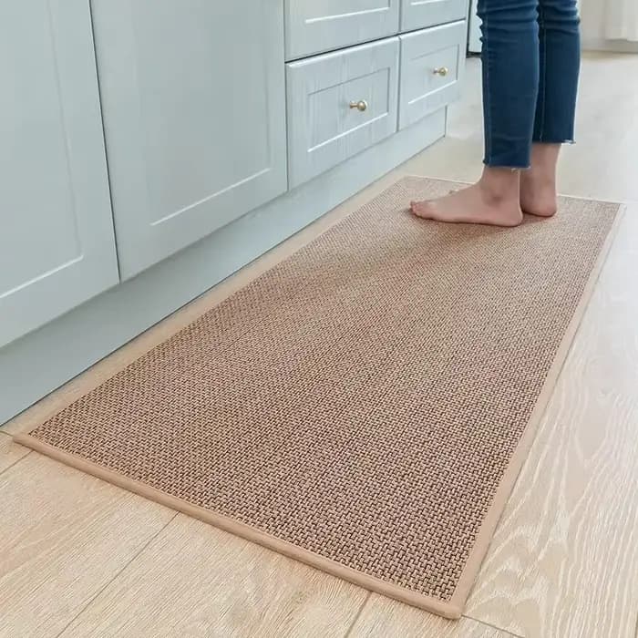 Polymères de sol de cuisine en lin tissé, anti-ald, caoutchouc lea lavé, astronomique, sergé naturel, porte d'entrée AREX, long tapis, résistant à l'huile, durable