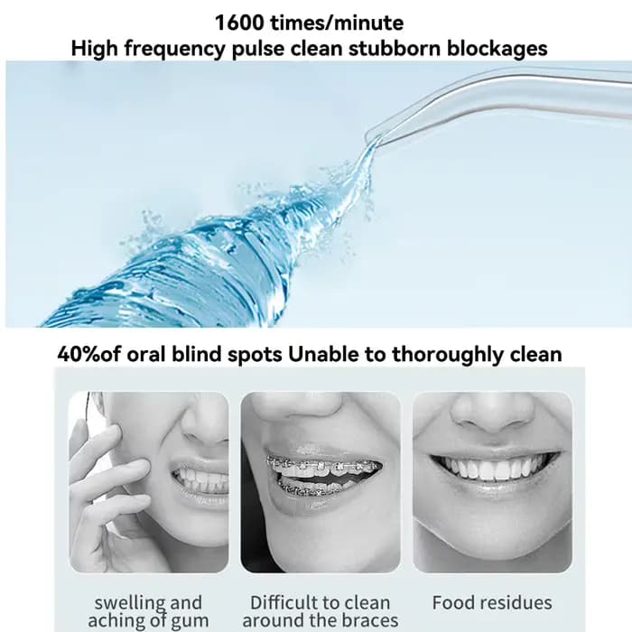 Irrigateur buccal, 3 Modes de nettoyage, Portable, Rechargeable, étanche IP65, fil dentaire, blanchiment des dents, Jet, 200ML