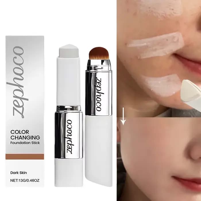 Bâton de fond de teint à couleur changeante, Base de maquillage coréenne, correcteur à haute couverture, couleur chair naturelle, 2 en 1