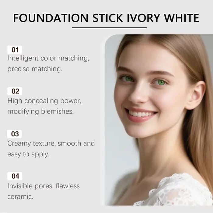 Bâton de fond de teint 2 en 1 à changement de couleur – Formule hydratante légère