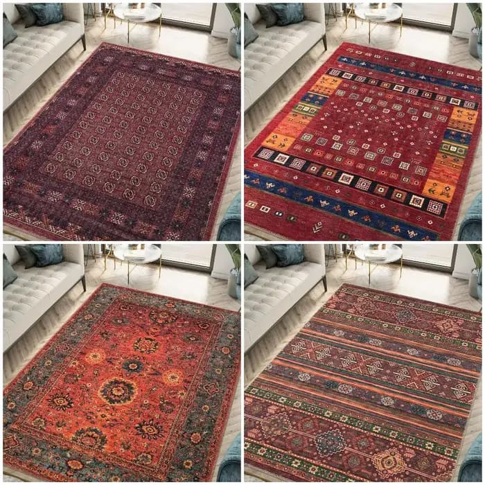 Tapis luxueux imprimé Vintage rouge, élégant, antidérapant, pour salon, chambre à coucher, décoration classique pour la maison, pâques