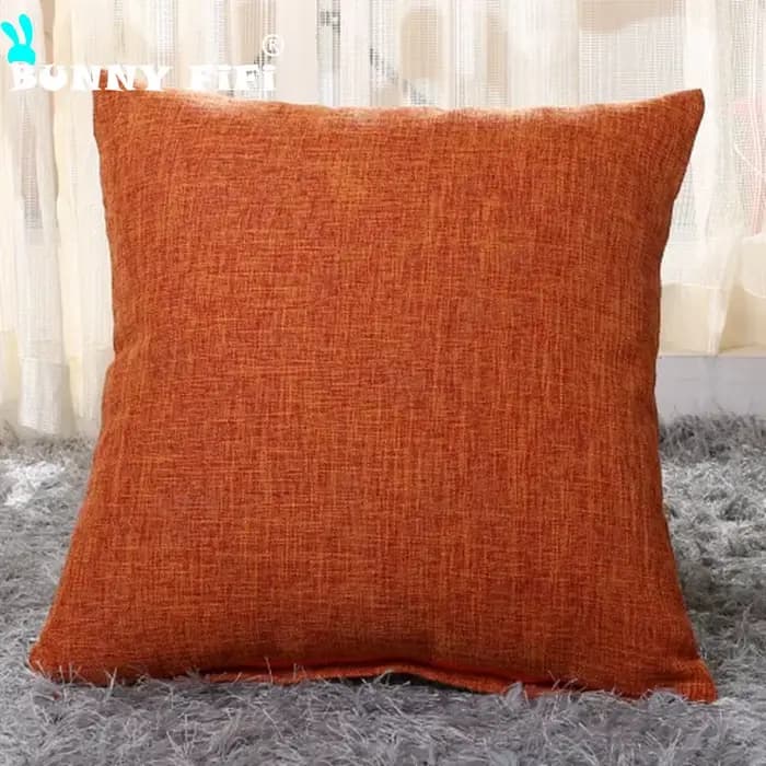 Housse de coussin en coton et lin pour la maison, taie d'oreiller décorative, couleur unie, jaune, gris, bleu, vert, Orange, blanc, 45x45CM