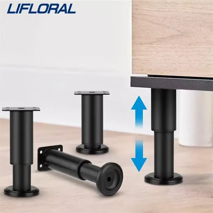 2 pièces Pieds de meuble télescopiques réglables 12-20 cm, pieds de support renforcés pour lit, canapé, pieds de remplacement pour le bas du lit