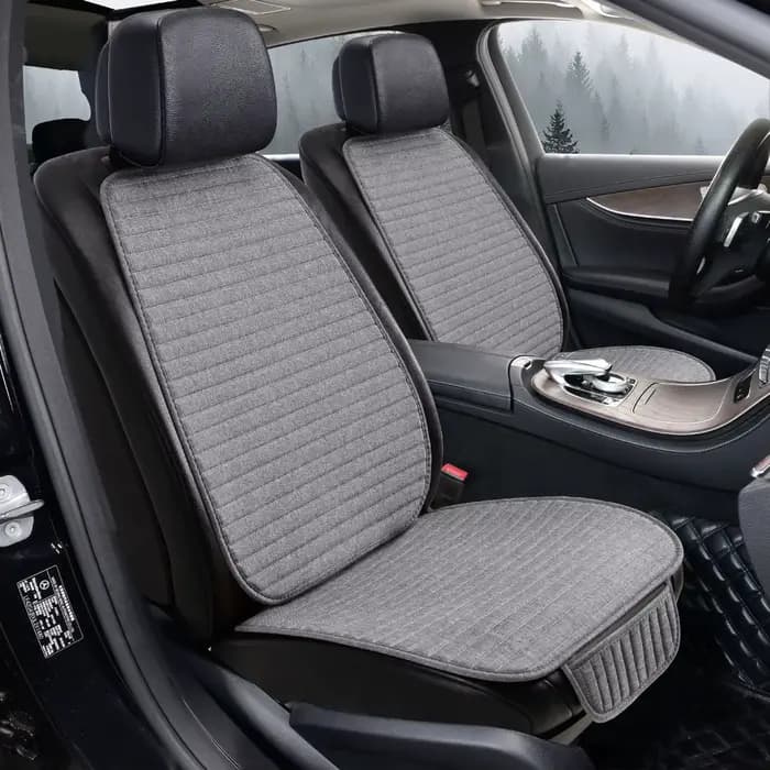 Housse de siège de voiture en lin, coussin de siège avant haut de gamme doux et respirant avec protection antidérapante universelle, convient à la plupart des voitures – 1 unité