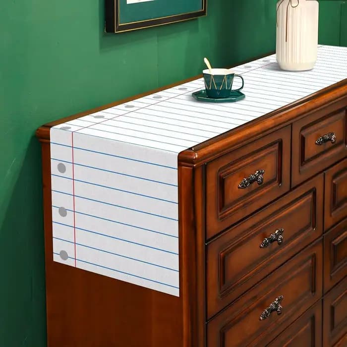 Chemin de table pour carnet de notes en composition de lin, décor de salle à manger pour la cuisine de la maison, le premier jour de l'école