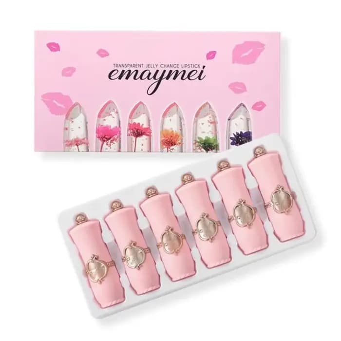 Maquillage 6 pièces ensemble de rouge à lèvres fleur gelée cristal clair longue durée