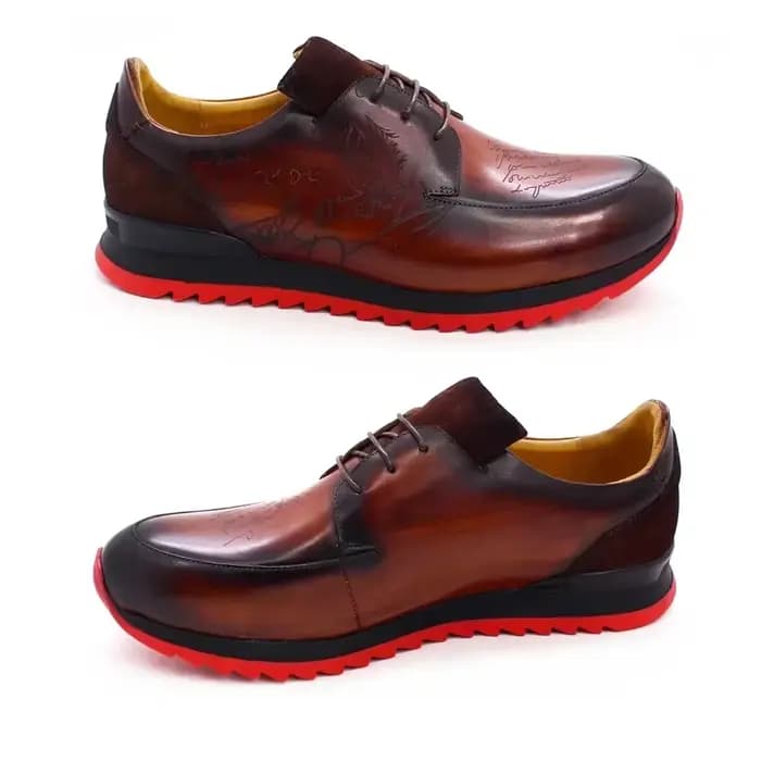 Chaussures en cuir faites à la main pour hommes, élégantes, à lacets, semelle rouge antidérapante, pour Occasions et Banquets décontractés à la mode