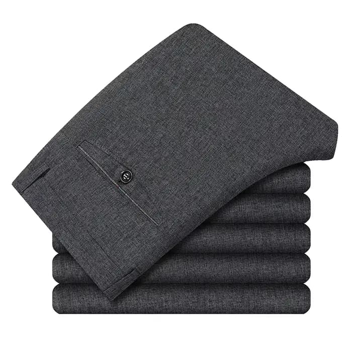 Pantalon de travail pour homme en lin naturel texturé, tissu tissé mat résistant à l'usure, idéal pour le quotidien, les entretiens et les banquets, coupe longue.
