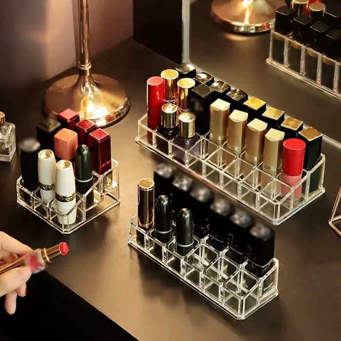 Support de rouge à lèvres transparent à 12 grilles