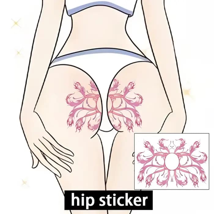 Autocollant temporaire au design sexy Plume de Flamme Rouge pour les hanches et l'abdomen