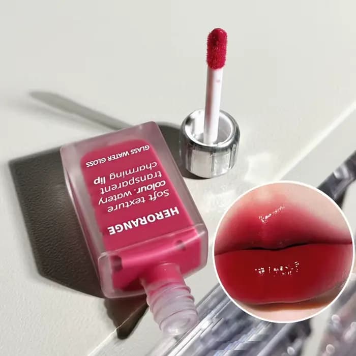 HERORANGE Laque à lèvres légère semblable au verre – Brillant au miroir