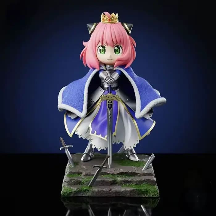 Figurine Anya Forger Version Saber Mignonne Q Version Double Tête Sculptée, Modèle de Collection Anime, Cadeau, Décoration Maison