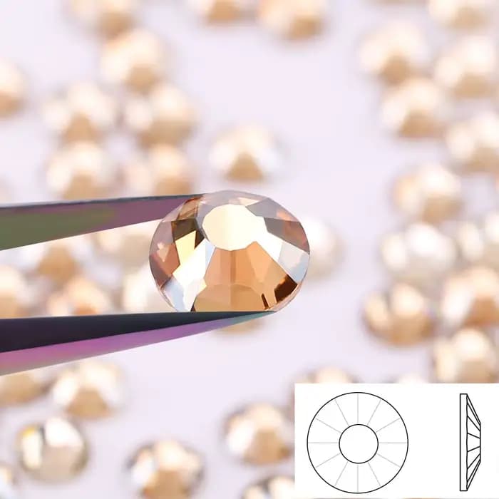 2880 strass en verre à dos plat de taille mixte couleur champagne pour vêtements/chaussures/tasses/fêtes/maquillage/ornementation d'ongles