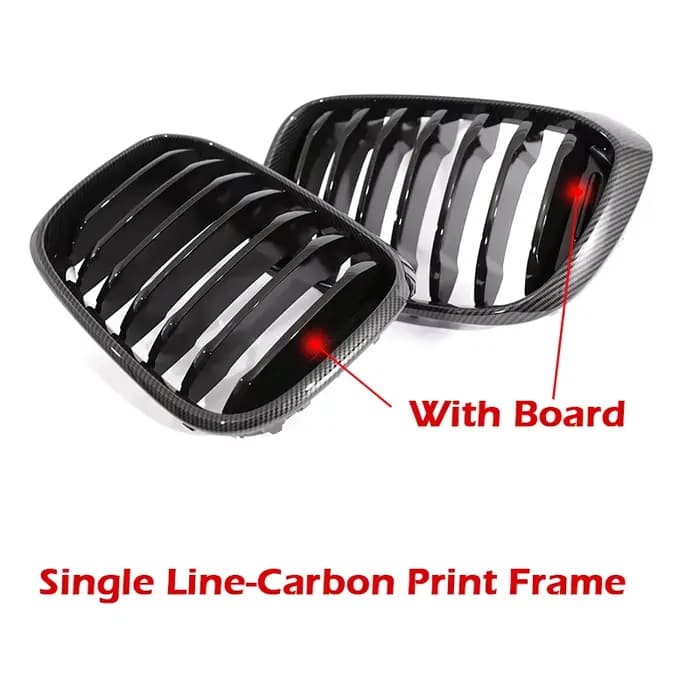 Grilles de remplacement pour BMW G01 X3 G02 X4 2018-2022, aspect fibre de carbone, noir brillant, simple ou double, pour calandre avant.
