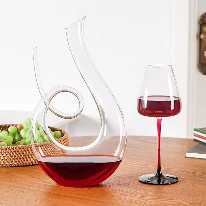 FZRed-Carafe à Vin Soufflée à la Main Sans Plomb, Ensemble d'Aérateur de Champagne en Clip à la Mode pour Bar et ix
