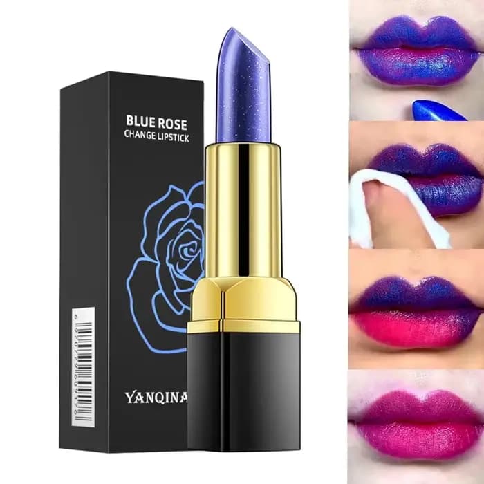Rouge à lèvres bleu rose changeant de couleur en fonction de la température