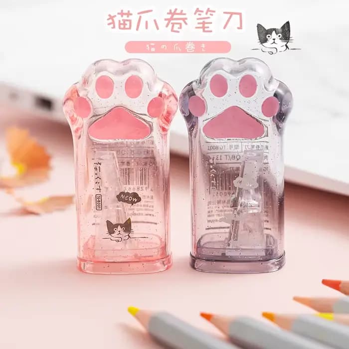 Taille-crayon Kawaii en forme de patte de chat, mignon, portable, cadeau de papeterie scolaire pour enfants