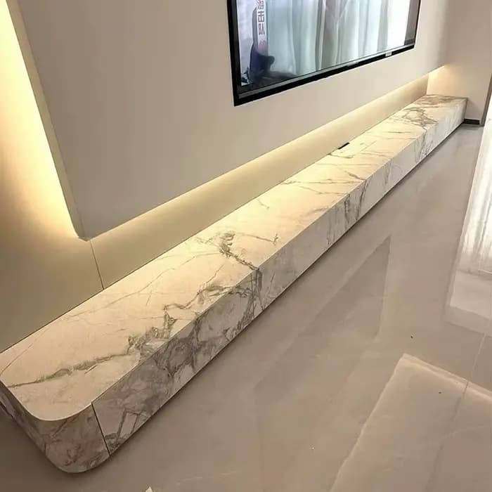 Meuble TV bas moderne avec base décorative, support pour téléviseur, mobilier de salon