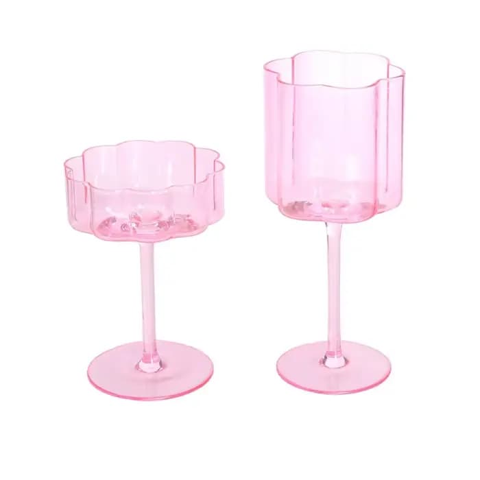 Verre à vin en cristal multicol, gobelet à cocktail, coupe à champagne transparente, lumière créative, luxe rétro, pétale, coloré