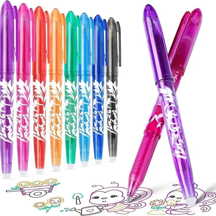 Kawaii Pilot, stylos à gel effaçables, encres de couleurs assorties, pointe fine 0,5 mm, paquet de 12/8