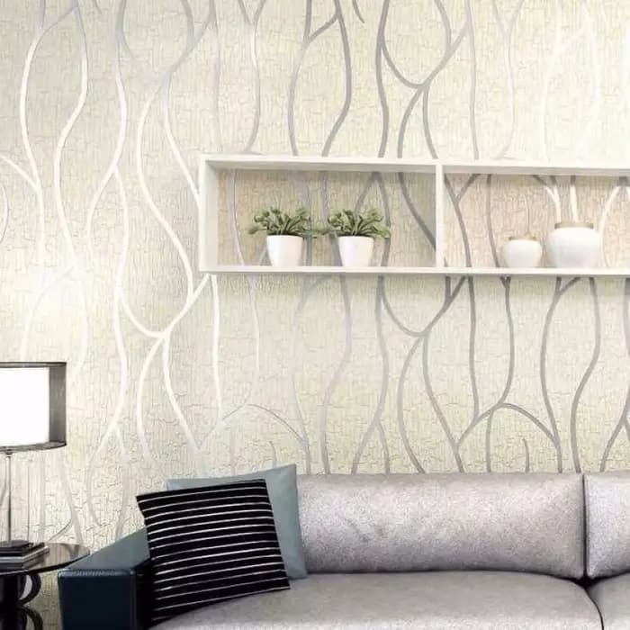 Papier peint de fond pour décoration de salle, 53cm, autocollants muraux épais, rayures courbes de chambre à coucher, résistant à l'humidité, Non tissé, moderne européen