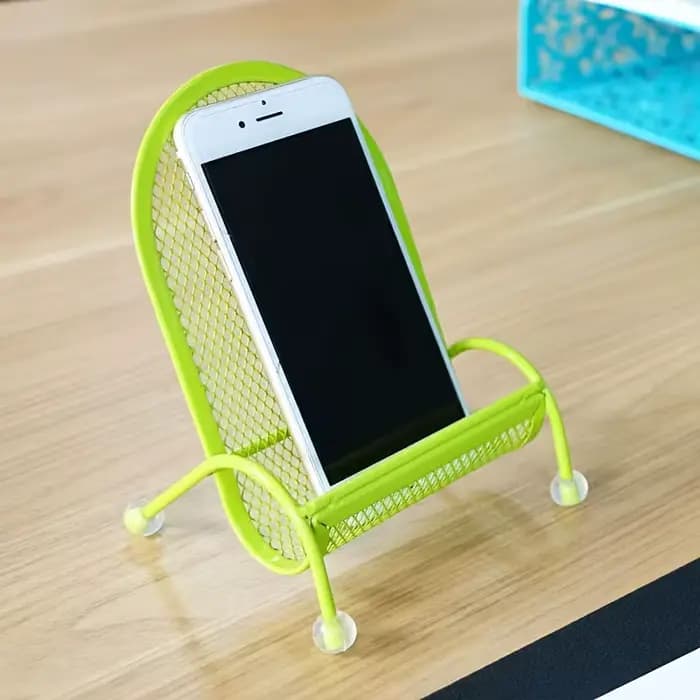 Support de téléphone en acier inoxydable avec base robuste – Conception ergonomique pour lit et bureau, prise sécurisée pour smartphones, tablettes, appareils photo
