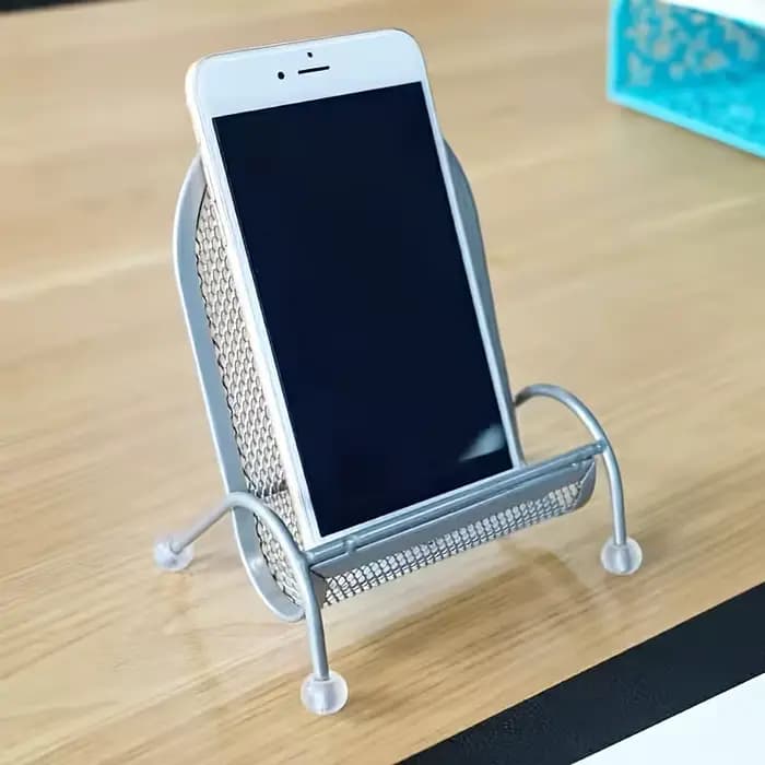 Support de téléphone en acier inoxydable avec base robuste – Conception ergonomique pour lit et bureau, prise sécurisée pour smartphones, tablettes, appareils photo