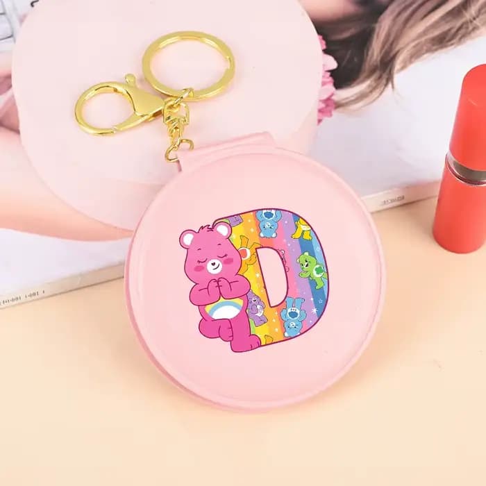 Miroir de maquillage pour femme Cute Care Bears, miroir rond pliable avec inscription Kawaii, miroir de voyage portable pour femmes, miroir de maquillage de dessin animé