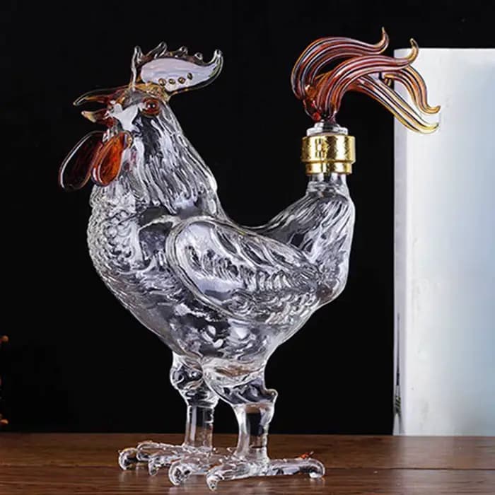 Carafe à whisky en verre de 750 ml en forme de coq avec bouchon, bouteille à vin fantaisie pour l'accueil, articles de bar pour la maison et les hommes