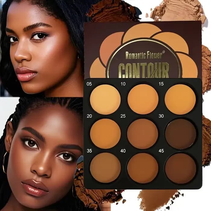 Palette de fond de teint bronze foncé 9 couleurs