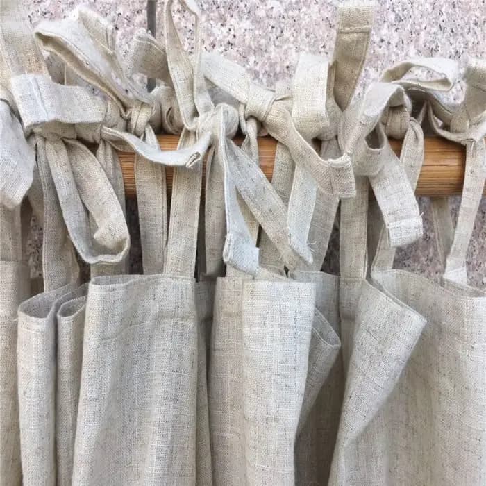 Rideaux semi-lackout en lin naturel, rideaux de fenêtre en coton écologique pour salon, café, rideau court de cuisine, dessus à attaches