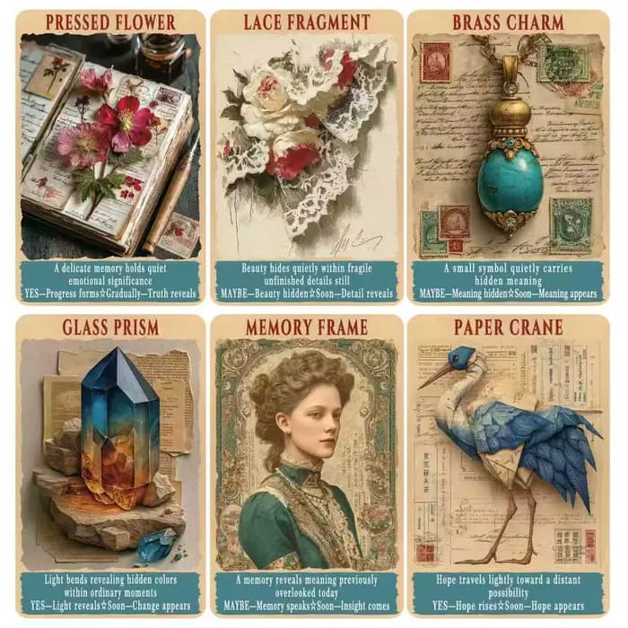 Cartes Oracle pour Journal de Déchets |   Jeu de cartes Oracle artistique vintage pour le journalisation, la découverte de soi et l'inspiration quotidienne