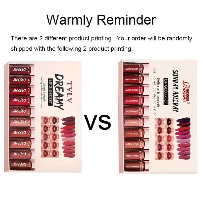 Lot de 10 rouges à lèvres velours : gloss imperméable et longue tenue