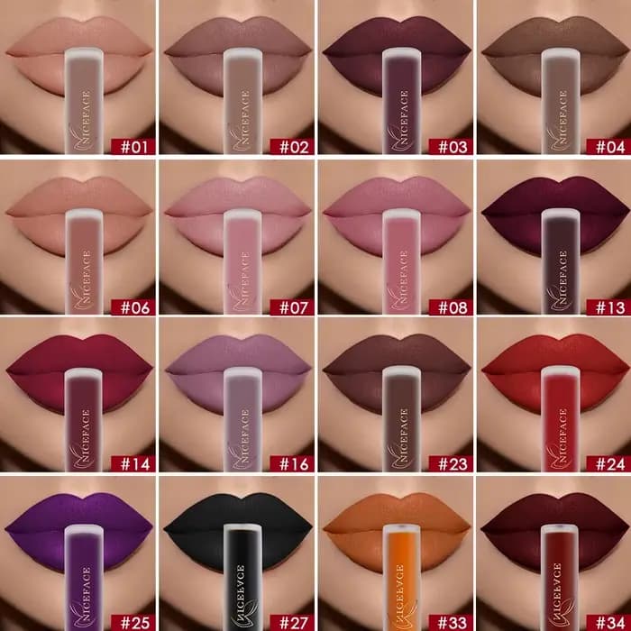 NICEFACE 34 couleurs brillant à lèvres imperméable nu mat liquide rouge