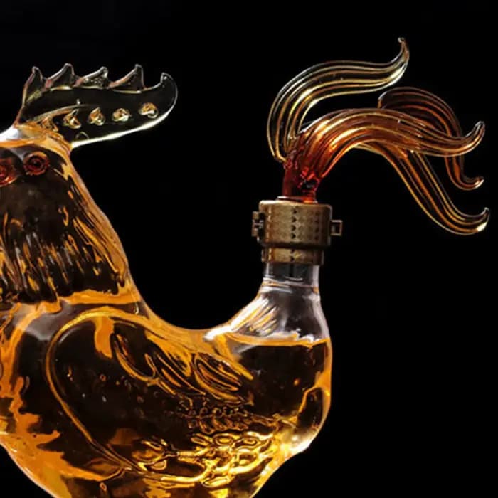 Carafe à whisky en verre de 750 ml en forme de coq avec bouchon, bouteille à vin fantaisie pour l'accueil, articles de bar pour la maison et les hommes